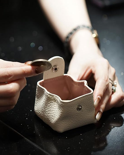 Cockatoo Genuine Leather Coin Pouch Change Holder, Mini Snap Pocket Wallet for Men Women (Ercu, Small)