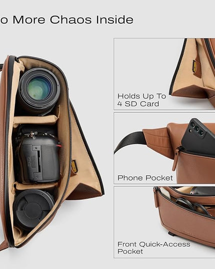 C Coiro Leather Camera Sling Bag, Weather Resistant Crossbody Camera Bag, Professional Pouch for Photographers
