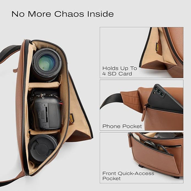 C Coiro Leather Camera Sling Bag, Weather Resistant Crossbody Camera Bag, Professional Pouch for Photographers