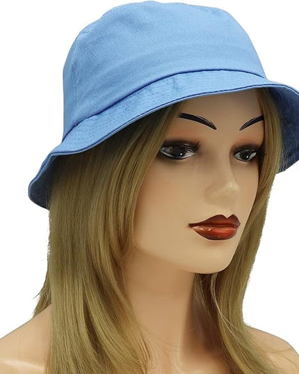 Umeepar Unisex Cotton Packable Bucket Hat Sun Hat Plain Colors for Men Women