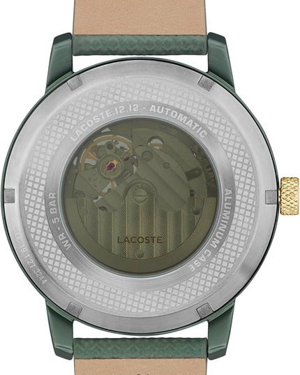 Lacoste.12.12 Men's Automatic Watch - Sporty Leather Strap - Water Resistant up to 5ATM/50 Meters - Self-Winding - Premium Fashion Timepiece - Gift for Him - 44mm