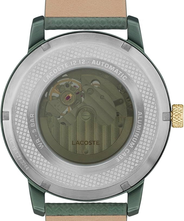 Lacoste.12.12 Men's Automatic Watch - Sporty Leather Strap - Water Resistant up to 5ATM/50 Meters - Self-Winding - Premium Fashion Timepiece - Gift for Him - 44mm