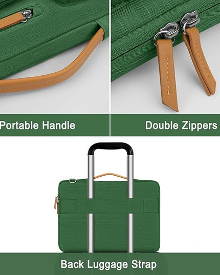 MOSISO 360 Protective Laptop Shoulder Bag,15-15.6 inch Computer Bags Compatible with MacBook Pro 16 inch, HP, Dell, Lenovo, Asus Notebook,Side Open Messenger Bag with 4 Zipper Pockets, Jungle Green