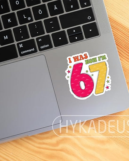(3Pcs) I was 6 Now I'm 7 67 Meme Stickers Funny 67 Six Seven Birthday Meme Vinyl Decals Waterproof for Laptop, Water Bottle, Tumbler, 3" x 3"