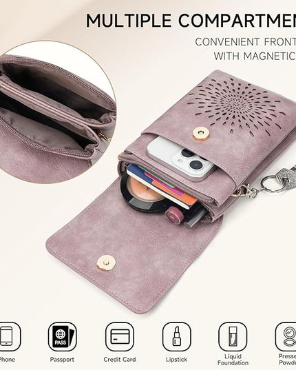 APHISON Small Crossbody Bags for Women Trendy, Leather Phone Wallet Purses Handbags Card Slots with Adjustable Strap