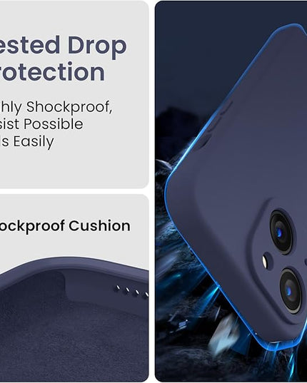 FireNova Designed for iPhone 14 Case, Silicone Upgraded [Camera Protection] Phone Case with [2 Screen Protectors], Soft Anti-Scratch Microfiber Lining Inside, 6.1 inch, Navy Blue