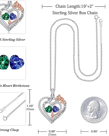 Iefil Christmas Gifts for Wife Women - 925 Sterling Silver Double Birthstone Necklace, Anniversary Birthday Gifts for Women, Jewelry Gift for Wife Girlfriend Mom Her
