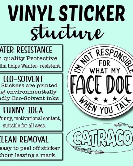 (3Pcs) I'm Not Responsible for What My Face Does When You Talk Sticker Funny Motivational Sayings Decals Decorate Books Laptop Phone Water Bottles Kindles Tumbler Waterproof Vinyl Stickers 3" Inch