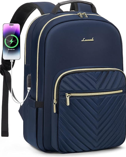 LOVEVOOK Laptop Backpack for Women 18.4 inch,Cute Womens Travel Backpack Purse,Professional Laptop Computer Bag,Waterproof Work Business College Teacher Bags Carry on Backpack with USB Port,Navy Blue