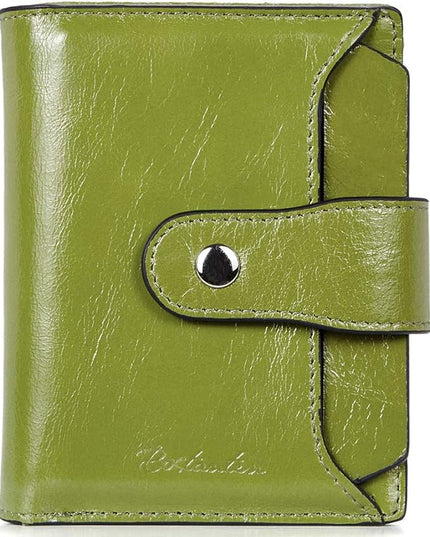 BOSTANTEN Women Leather Wallet RFID Blocking Small Bifold Zipper Pocket Wallet Card Case Purse with ID Window