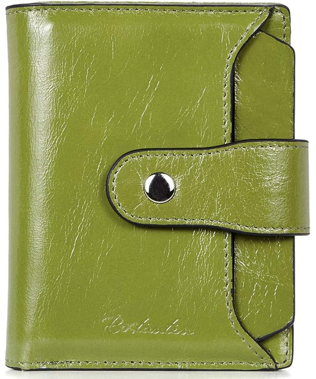 BOSTANTEN Women Leather Wallet RFID Blocking Small Bifold Zipper Pocket Wallet Card Case Purse with ID Window