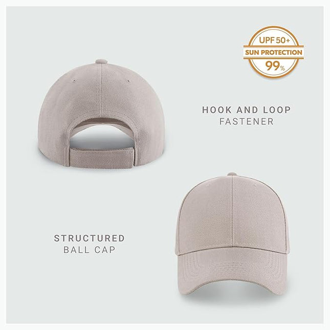 2-Pack Classic Structured Baseball Cap Adjustable Snapback Multipack Ball Caps for Custom Embroidery Running Workouts Outdoor