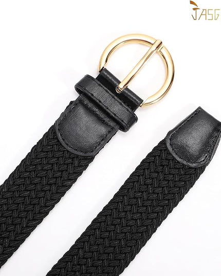 JASGOOD Women Men Braided Woven Elastic Stretch Belt Golf Canvas Casual Belt for Jeans Pants