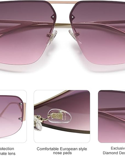SOJOS Trendy Aviator Sunglasses Mens Womens Retro Metal Rimless Frame Shades Lentes De Sol Para Mujer SJ1192