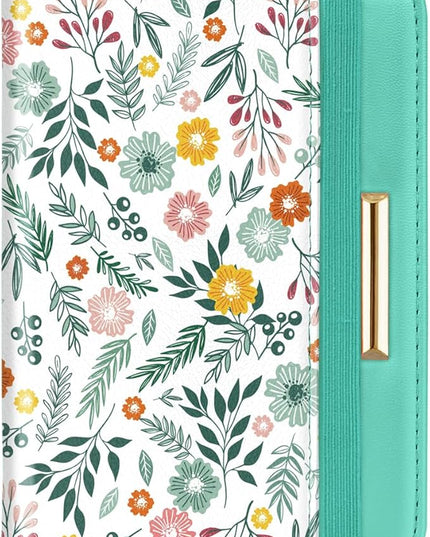Passport Holder Cover Travel RFID Blocking Passport Cover Rose Gold Cute Flowers Passport Wallet with Elastic Band for Women