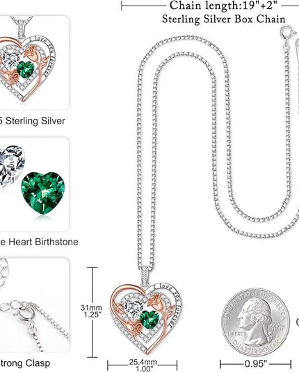 Iefil Christmas Gifts for Women - Sterling Silver Birthstone Necklace Anniversary Birthday Gifts for Her Wife Mom Daughter