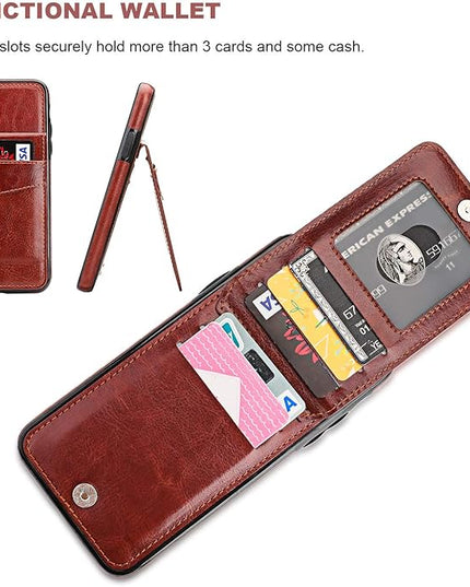 KIHUWEY Compatible with iPhone 11 Pro Max Case Wallet with Credit Card Holder, Premium Leather Magnetic Clasp Kickstand Heavy Duty Protective Cover for 11 Pro Max 6.5 Inch(Brown)