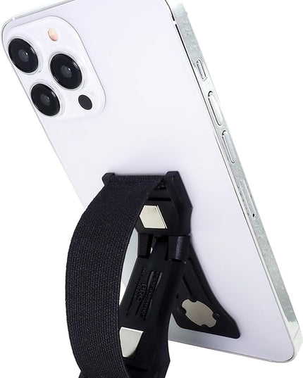 LOVEHANDLE PRO Premium Phone Grip - Elastic Phone Strap - Magnetic Phone Mount and Kickstand for Smartphone and Tablet - Black