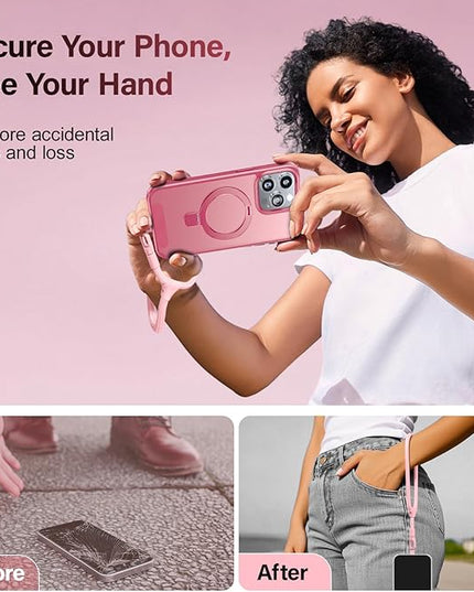 Dadanism Phone Wrist Strap, Universal Adjustable Hand Wrist Strap Lanyard for iPhone 17 and Most Smartphones, Multifunctional Patch Lanyard with Phone Tether Tab for Women and Men, Pink