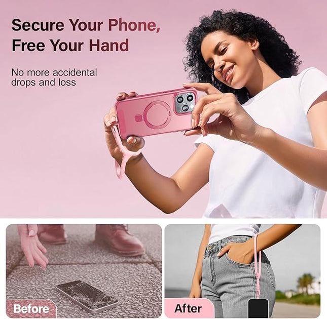 Dadanism Phone Wrist Strap, Universal Adjustable Hand Wrist Strap Lanyard for iPhone 17 and Most Smartphones, Multifunctional Patch Lanyard with Phone Tether Tab for Women and Men, Pink