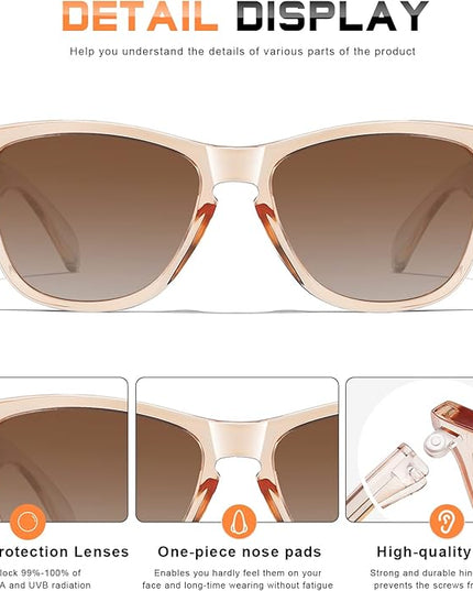 DANAMY Sunglasses Womens Polarized Sunglasses for Women Trendy Designer Mirrored UV400 Protection Sun Glasses