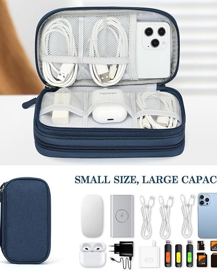 FYY Electronic Organizer, Travel Cable Organizer Bag Pouch Accessories Carry Case Portable Waterproof Double Layers All-in-One Storage for Cable, Cord, Charger, Phone, Earphone Navy