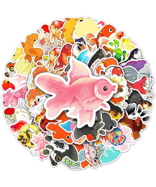 Cute Goldfish Vinyl Stickers, 50 PCS Waterproof Fish Decals for Laptops, Scrapbooking, Notebooks, Water Bottles, Suitcases, Phones & DIY Decor