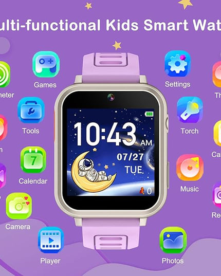 Kids Smart Watch Girls Ages 4-12, Smart Watch for Kids with HD Touch Screen 39 Games Camera Video Alarm Music Pedometer Flashlight 12/24 hr Educational Toys Birthday Gifts for Girls Age 6 7 8 9 10