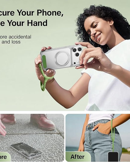Dadanism Phone Wrist Strap, Universal Adjustable Hand Wrist Strap Lanyard for iPhone 17 and Most Smartphones, Multifunctional Patch Lanyard with Phone Tether Tab for Women and Men, Matcha Green