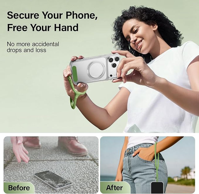 Dadanism Phone Wrist Strap, Universal Adjustable Hand Wrist Strap Lanyard for iPhone 17 and Most Smartphones, Multifunctional Patch Lanyard with Phone Tether Tab for Women and Men, Matcha Green