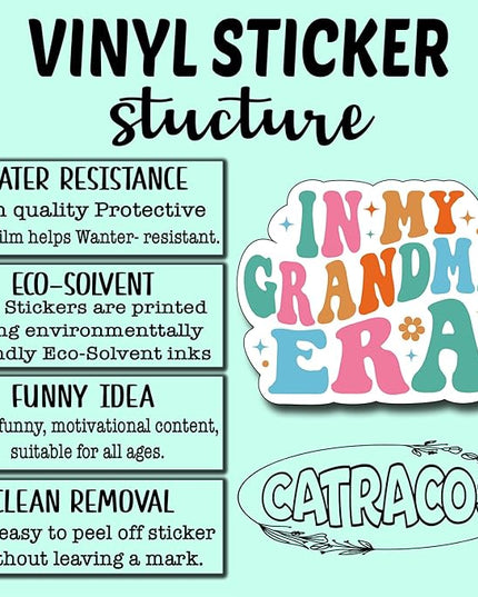(3Pcs) in My Grandma Era Sticker, Grandma Era Decorate Books Laptop Phone, Water Bottles Kindles Stickers, Tumbler Sticker Waterproof Vinyl Decorate Sticker 3"" Inch