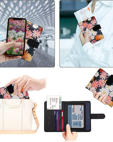 Melsbrinna Rfid Passport Holder for Travel women/Men, Cute Passport Wallet Rfid Blocking Card Slots, Rfid Passport Cover/CaseTravel Wallet, Passport Book Holder (1, Black1)
