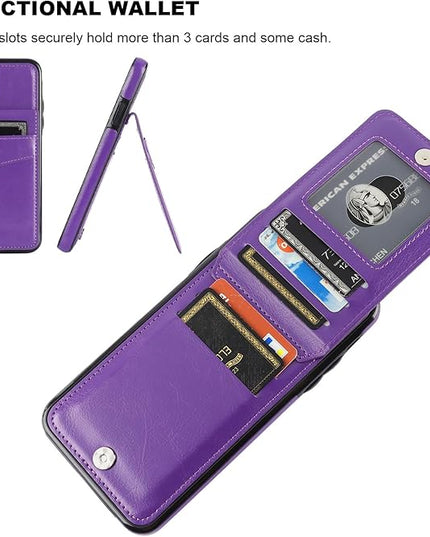 KIHUWEY Compatible with iPhone 11 Pro Max Case Wallet with Credit Card Holder, Premium Leather Magnetic Clasp Kickstand Heavy Duty Protective Cover for iPhone 11 Pro Max 6.7 Inch(Dark Purple)