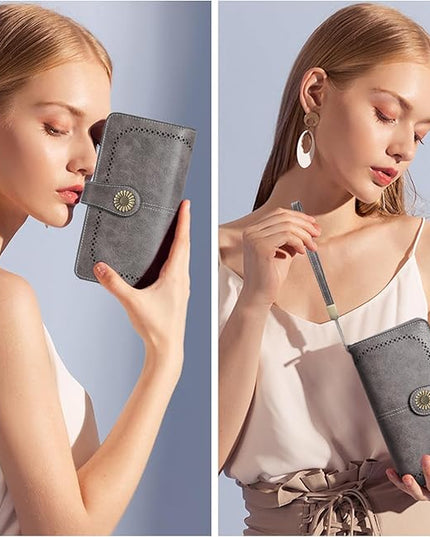 SENDEFN Wallets for Women Leather Credit Card Holder with RFID Blocking Large Capacity Wristlet | with RFID Blocking, Large Capacity, Wristlet, with RFID Blocking, Large Capacity, Wristlet