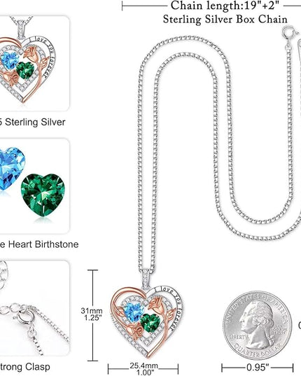 Iefil Christmas Gifts for Women - Sterling Silver Birthstone Necklace Anniversary Birthday Gifts for Her Wife Mom Daughter