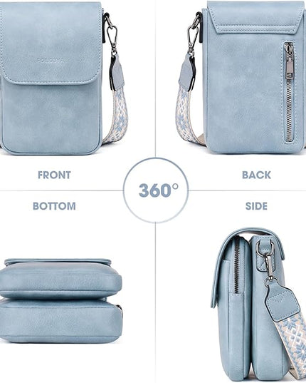 POIUGOYA Small Crossbody Bags for Women Trendy,Leather Triple Compartment Cell Phone Crossbody Wallet Purses with Card Slots