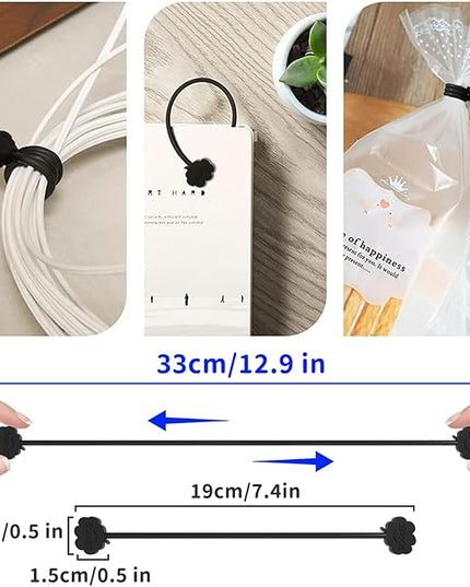 SOOOEC Black Magnetic Cable Ties, 20 Pack 7.2" Magnetic Cord Ties Cute Cloud Design, Silicone Magnetic Ties for Cord Organizer, Black Color.
