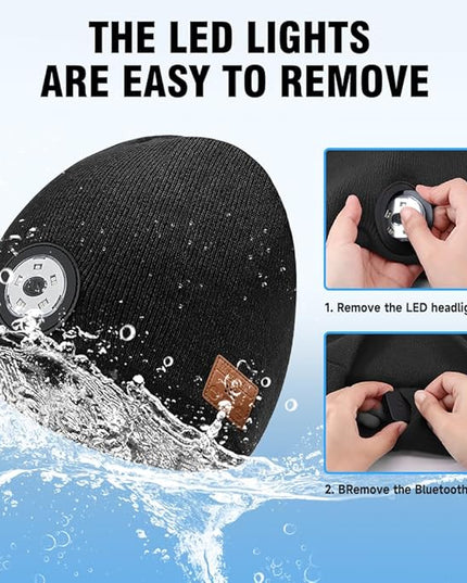 LED Beanie Hat with Bluetooth-Tech Gifts for Men and Women, Wireless Hat Beanie Cap Headlamp Music hat