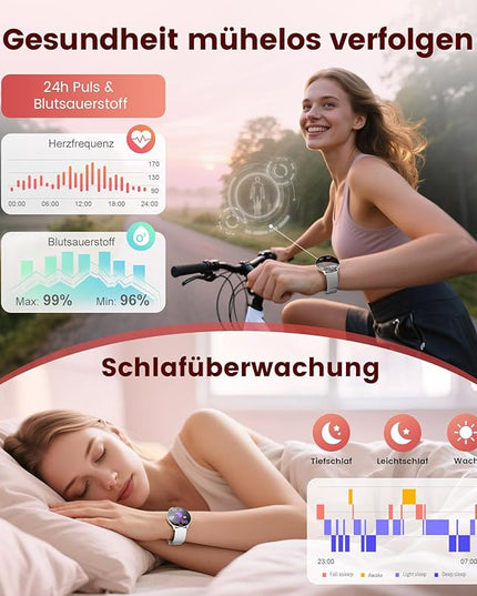 LIGE Smart Watch for Women, 1.43" AMOLED Screen Smartwatch with Answer/Make Call for iPhone/Android/Samsung,Fitness Tracker with 120+ Sport Modes, Sleep/Health Monitor, IP68 Waterproof,2 Bands,Silver