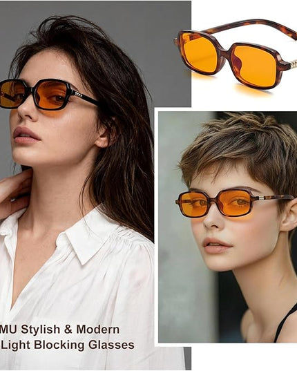 LIKSMU Blue Light Blocking Glasses for Woman Men Blue light Blocker Eyewear Trendy Rectangle Small Eyeglasses, 2pack