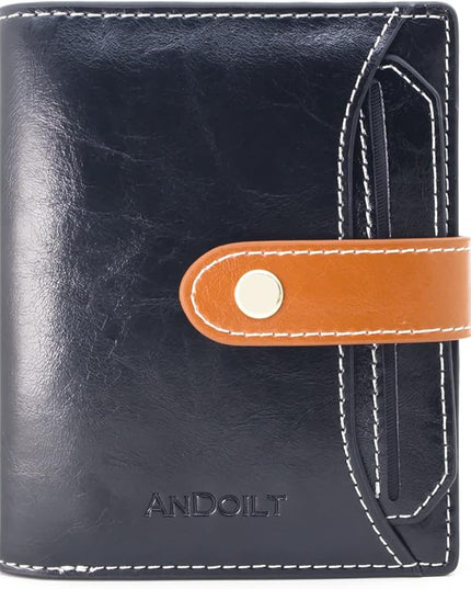 ANDOILT Wallets for Women Genuine Leather Small Bifold Wallet RFID Blocking Card Case Purse with ID Window Coin Pocket | Small, RFID Blocking, Card Case, Purse, with ID Window, Coin Pocket