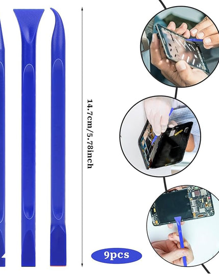 Car Crevice Cleaning Tool, 9 Pieces No-Scratch Plastic Scraper Tool for Tight Spaces, Multi-Use Small Paint Scraper Tool Sticker Remover for Kitchen, Crevices, Food, Paint, Labels, Oil Stains, Dirt