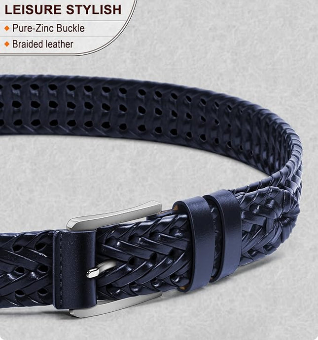 BULLIANT Mens Belts,Leather Woven Braided Belts for Gift Men Casual Jeans Golf