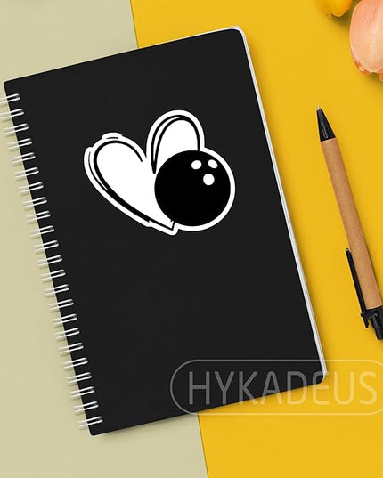 (3Pcs) Bowling Stickers Waterproof Vinyl Bowling Heart Decals for Water Bottle, Tumbler, Phone Case, Poster Board, Laptop, Scrapbooking, Team Players, Coach, 3" x 2.8"