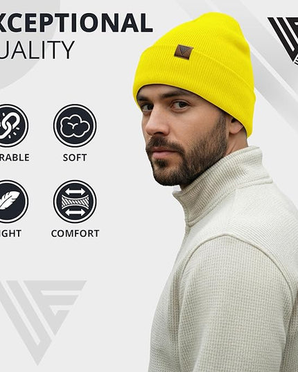 Urban Effort Beanie for Men Women – Warm Acrylic Unisex Knit Winter Hats for Men, Soft Stretch Fit, Classic Streetwear Style
