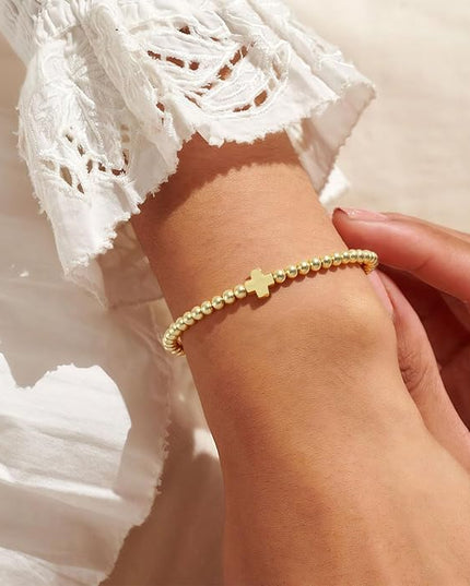 Gold Bracelets for Women 14K Gold Beaded Bracelets Stackable Bracelets for Women Gold Charm Bracelet Non Tarnish Gold Jewelry for Women Trendy