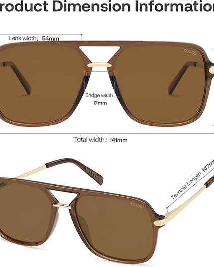 SOJOS Sunglasses for Women & Men, Square, Retro, Polarized Lens, Trendy Aviator, 90s Shades