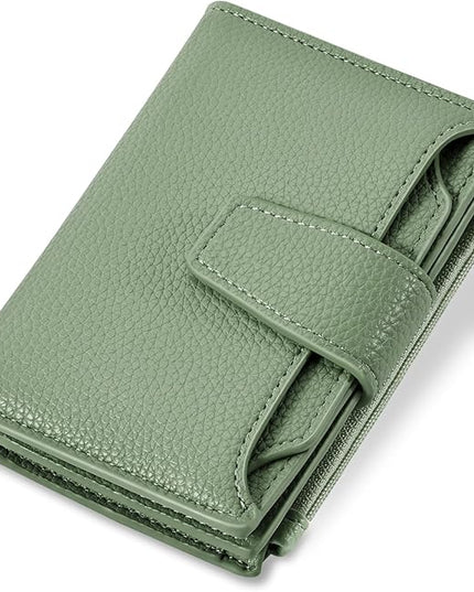 Airkit Small Wallet Women RFID Blocking Soft Leather Bifold Compact Card Holder Wallet for Women with Zipper Coin Pocket 4 ID Window
