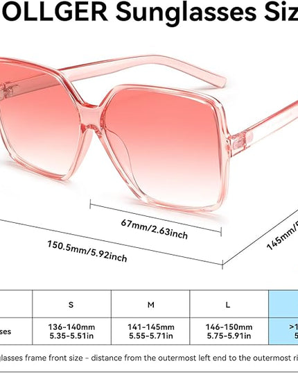 Dollger Oversized Square Sunglasses for Women Big Large Wide Fashion Shades for Men UV Protection Unisex