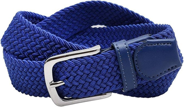Falari Men Women Multicolored Elastic Stretch Braided Belt Canvas Fabric Woven No Holes Belt